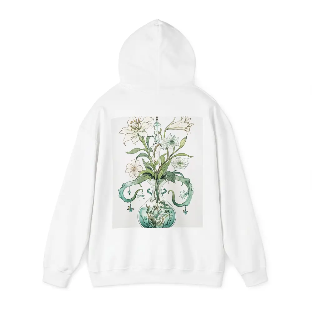 White Lily Bouquet Glass Vase Art Nouveau – Hoodies