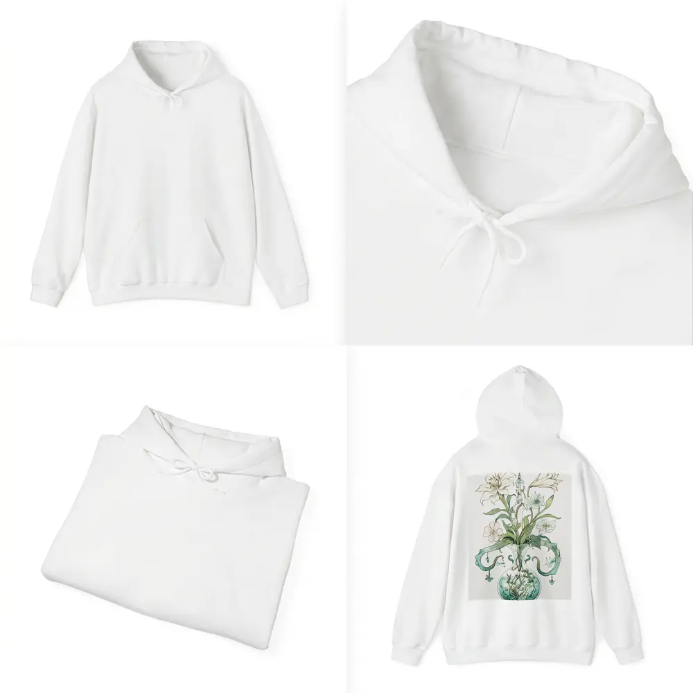 White Lily Bouquet Glass Vase Art Nouveau – Hoodies