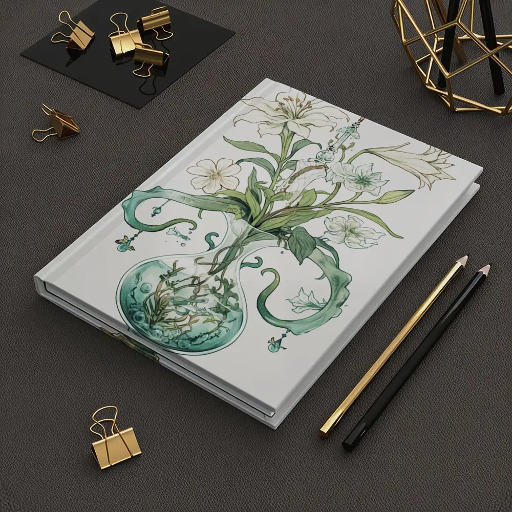 White Lily Bouquet Glass Vase Art Nouveau – Notebooks