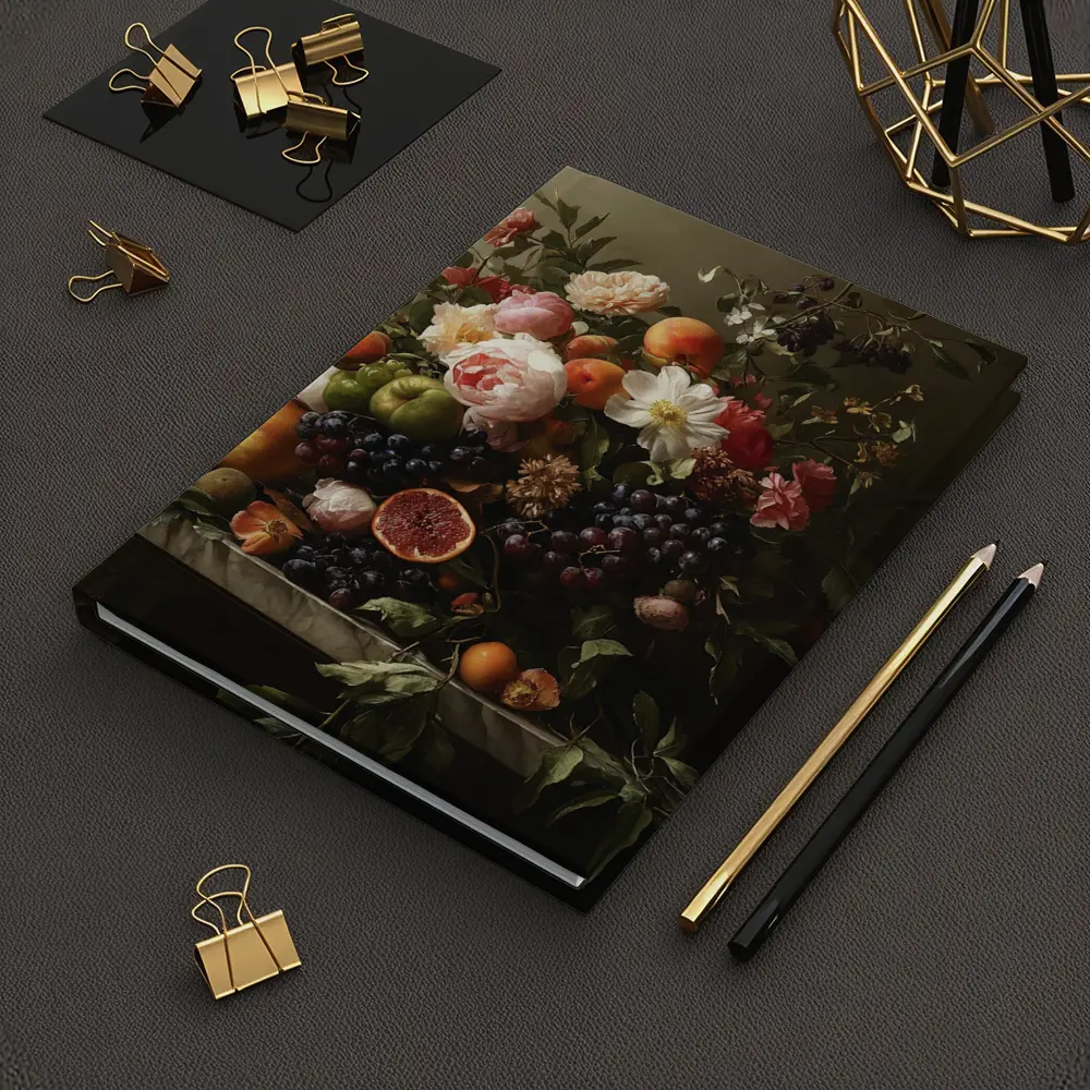 Dutch Still Life Flowers Fruit Marble Table – Notebooks