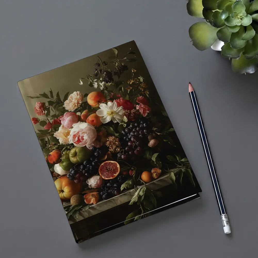 Dutch Still Life Flowers Fruit Marble Table – Notebooks