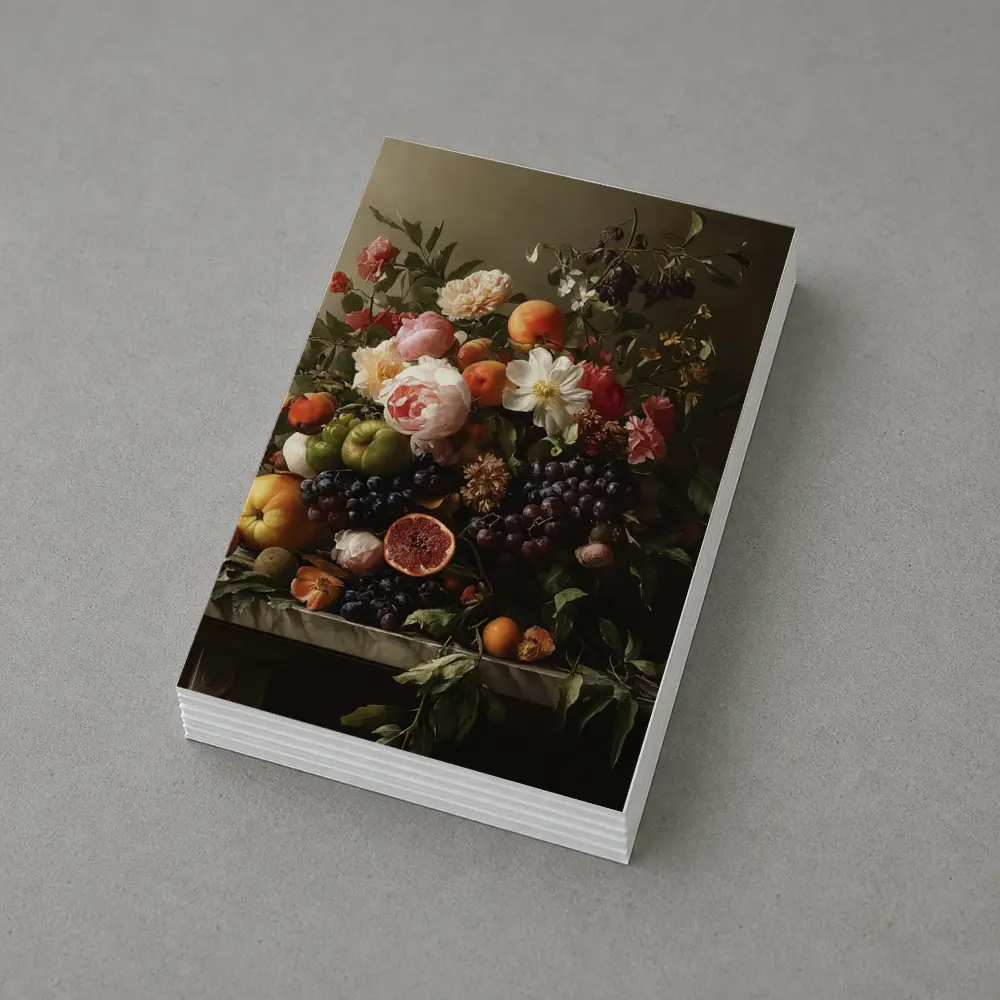 Dutch Still Life Flowers Fruit Marble Table – Postcards