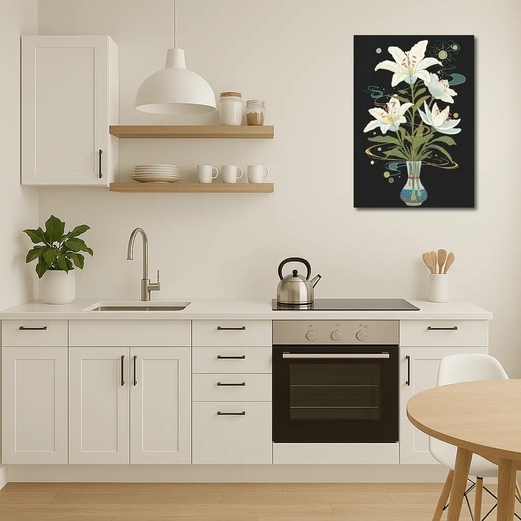 White Lily Bouquet Dark Mystical Art – Wall Art
