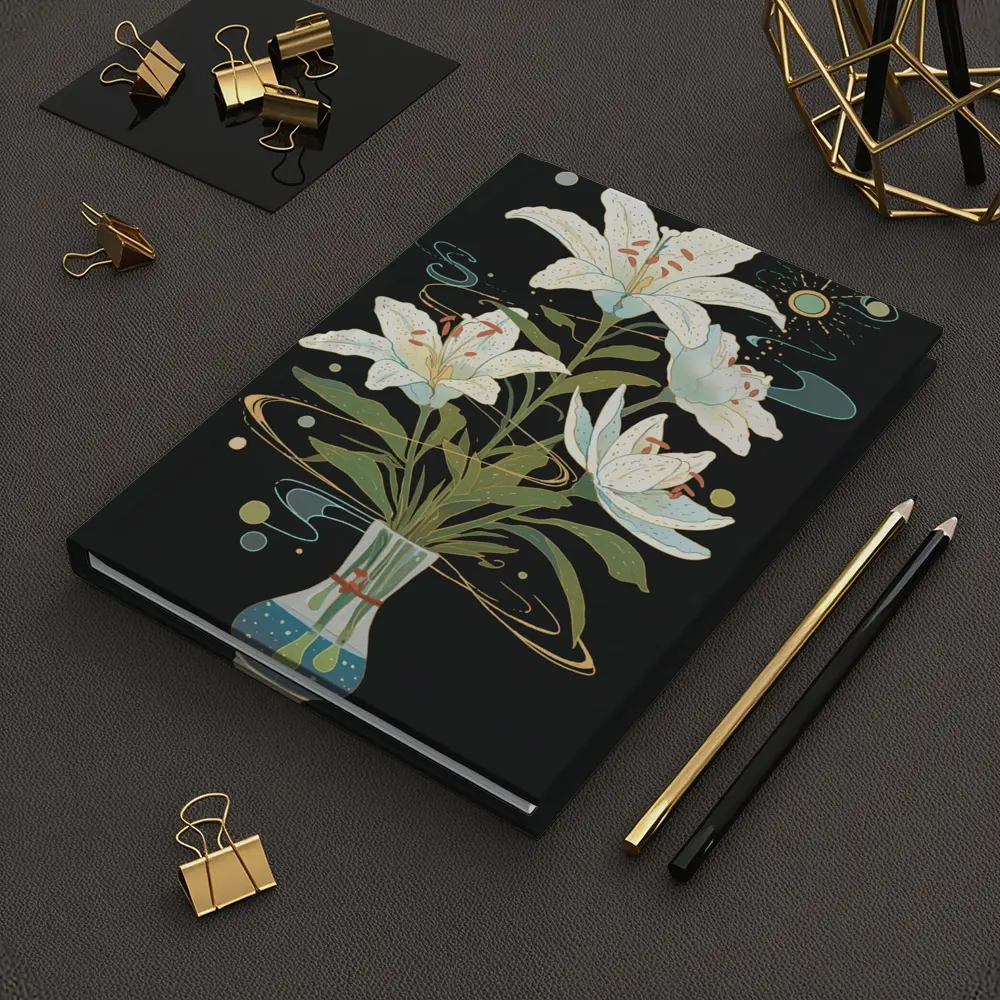 White Lily Bouquet Dark Mystical Art – Notebooks