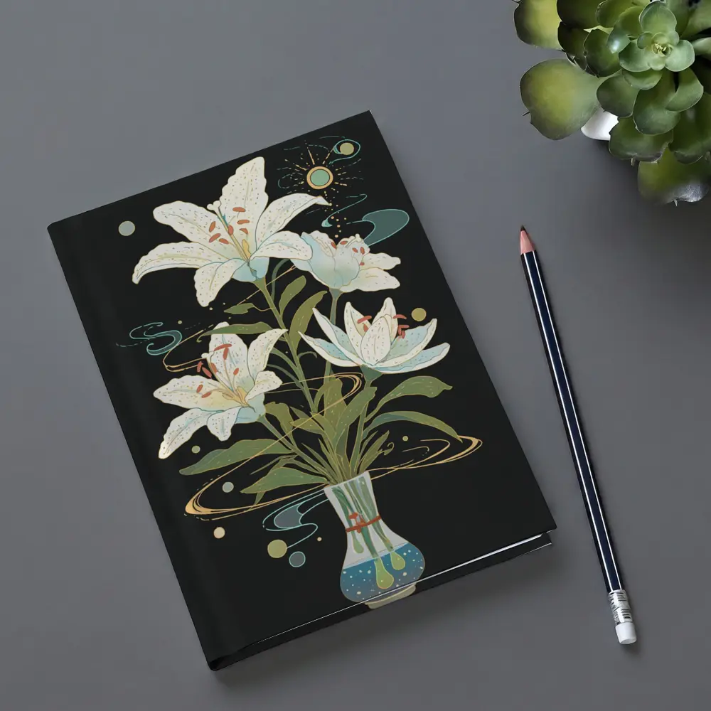White Lily Bouquet Dark Mystical Art – Notebooks