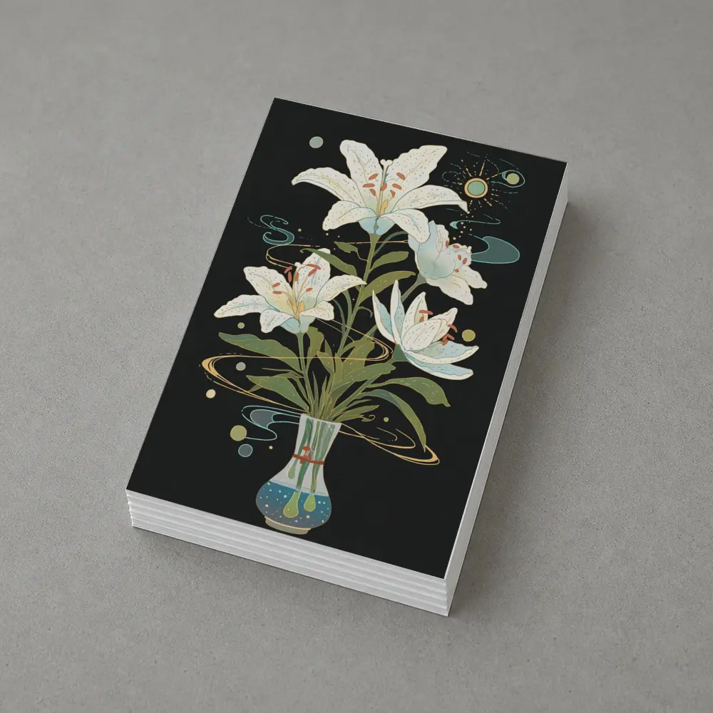 White Lily Bouquet Dark Mystical Art – Postcards