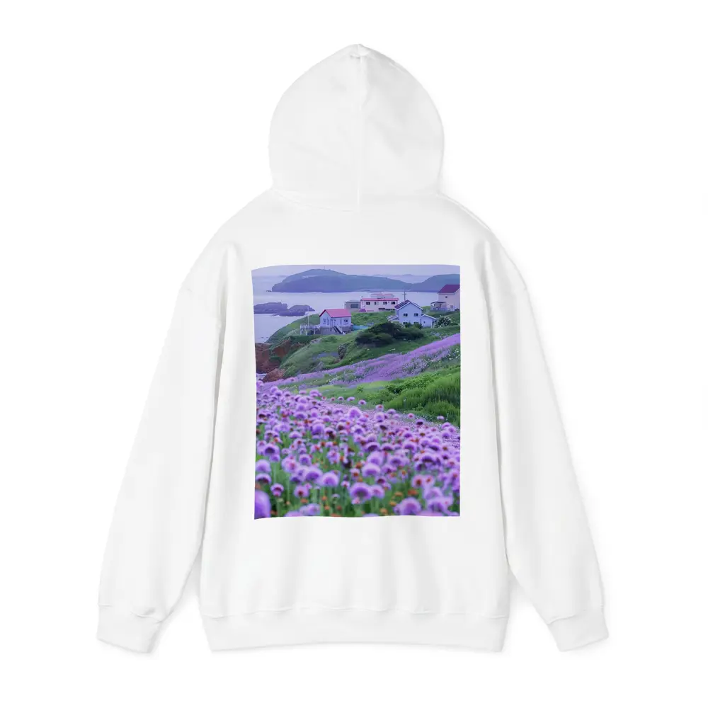 Purple Wildflowers Coastal Village Ocean View – Hoodies