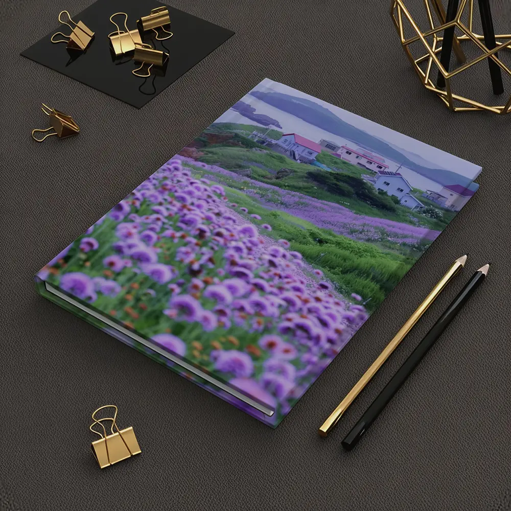 Purple Wildflowers Coastal Village Ocean View – Notebooks