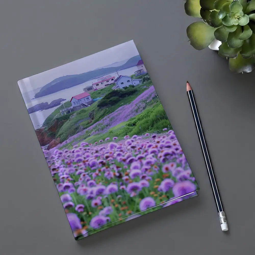 Purple Wildflowers Coastal Village Ocean View – Notebooks