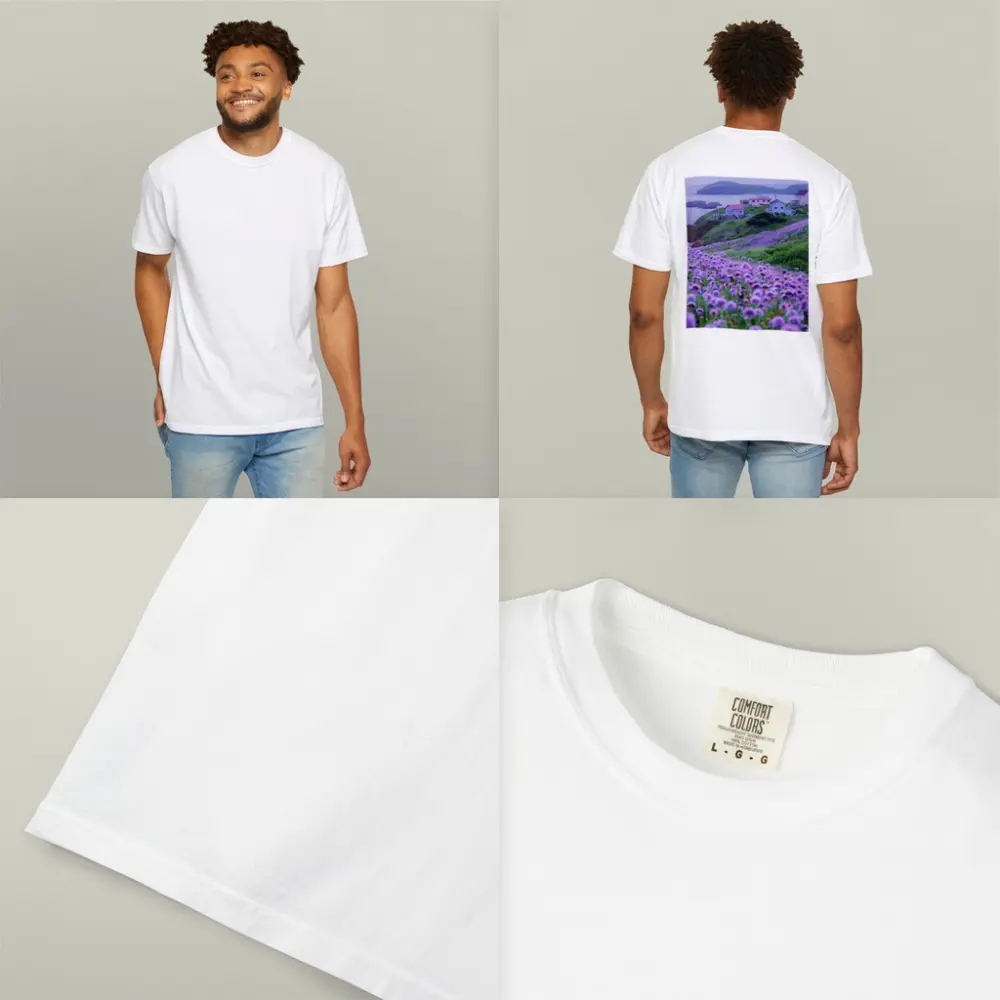 Purple Wildflowers Coastal Village Ocean View – T-Shirts