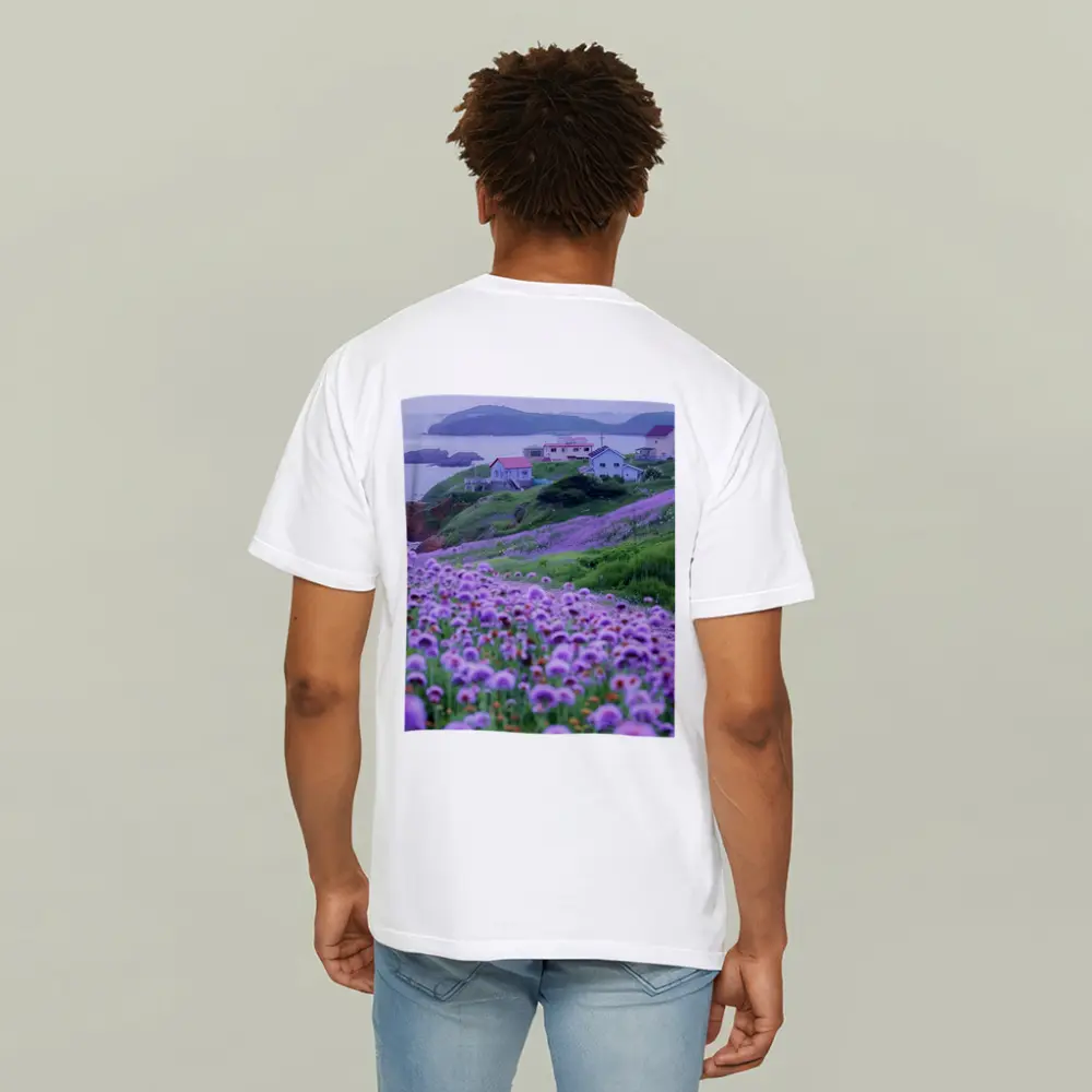 Purple Wildflowers Coastal Village Ocean View – T-Shirts