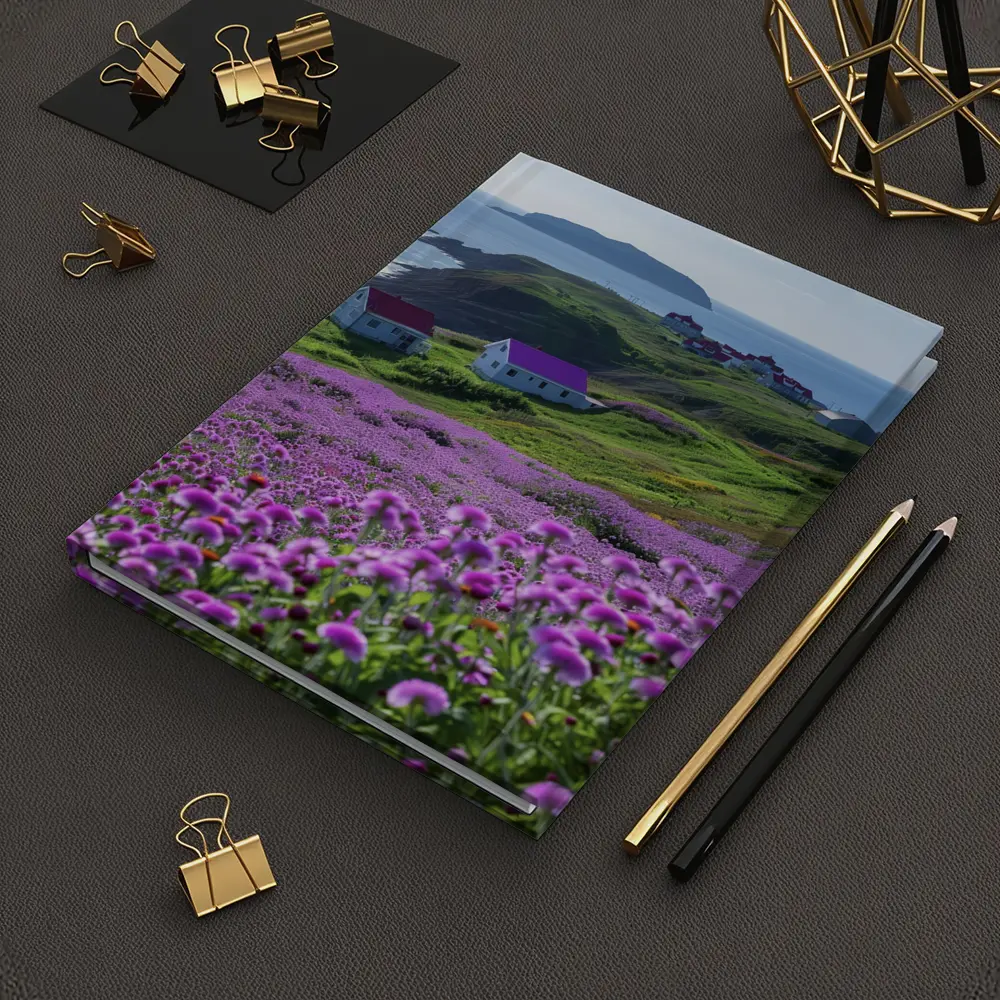 Purple Wildflowers Coastal Village Ocean View – Notebooks