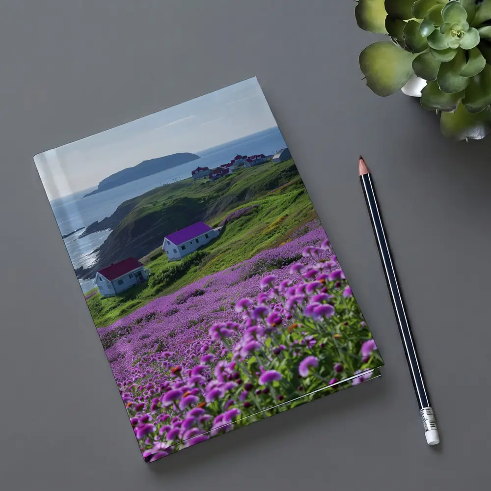 Purple Wildflowers Coastal Village Ocean View – Notebooks