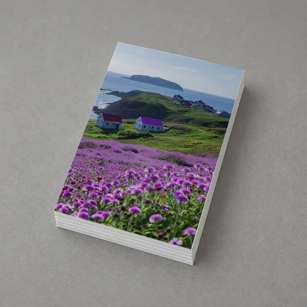Purple Wildflowers Coastal Village Ocean View – Postcards