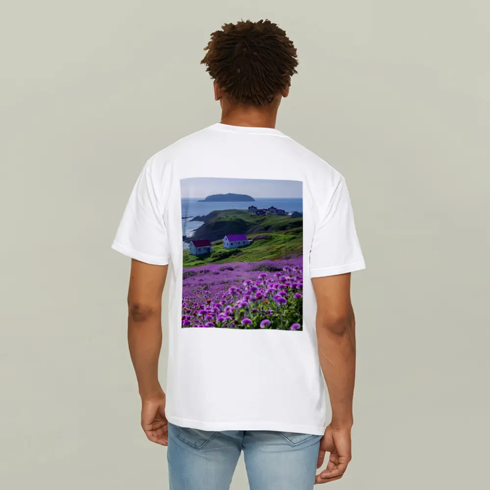 Purple Wildflowers Coastal Village Ocean View – T-Shirts