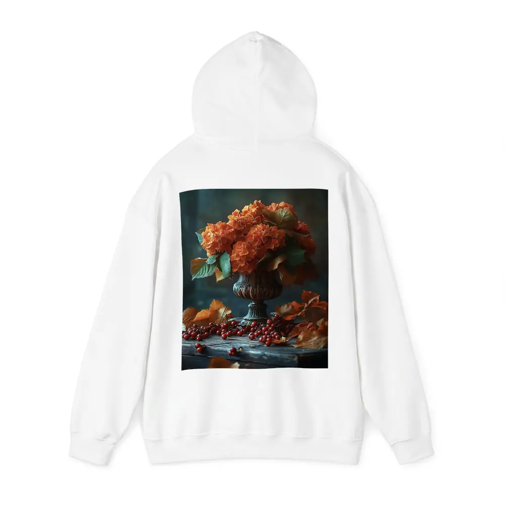 Orange Hydrangeas Vintage Vase Autumn Leaves – Hoodies