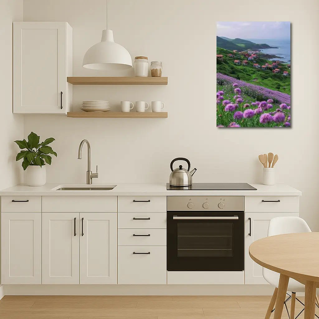 Purple Allium Flowers Coastal Village Green Hills – Wall Art