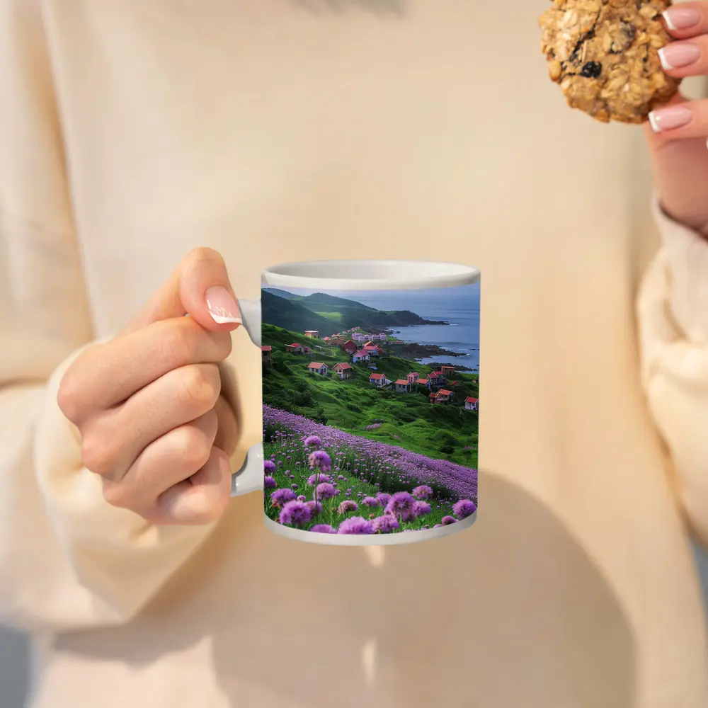 Purple Allium Flowers Coastal Village Green Hills – Mugs
