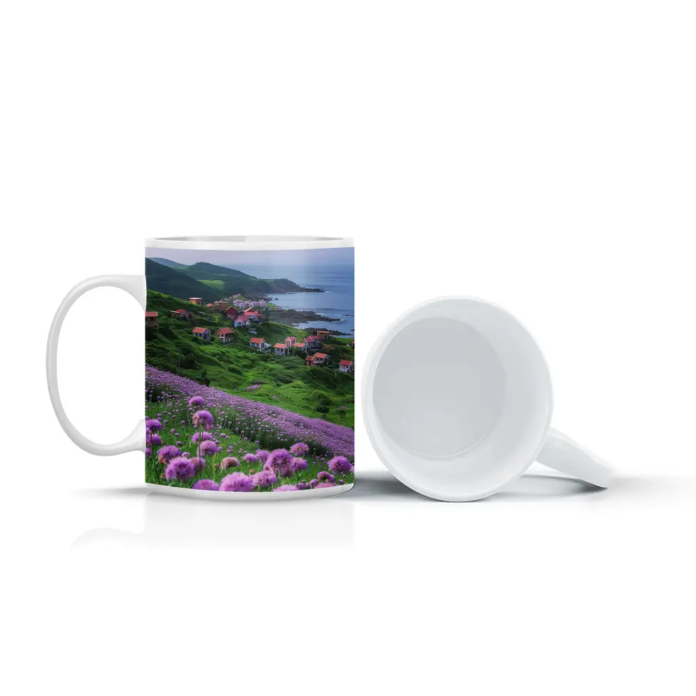 Purple Allium Flowers Coastal Village Green Hills – Mugs