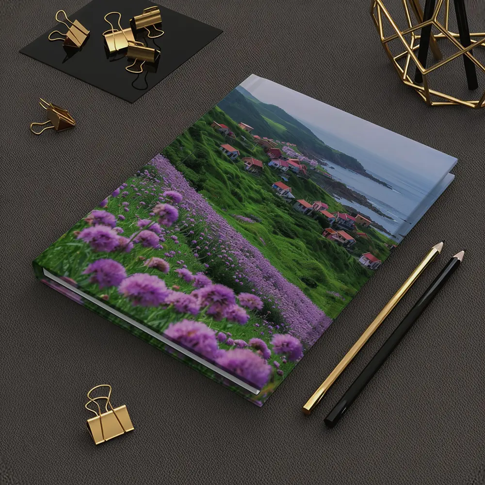 Purple Allium Flowers Coastal Village Green Hills – Notebooks