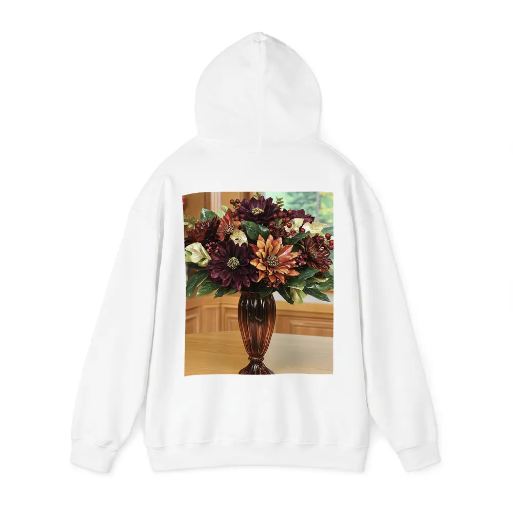 Deep Burgundy Dahlia Floral Arrangement Brown Vase – Hoodies