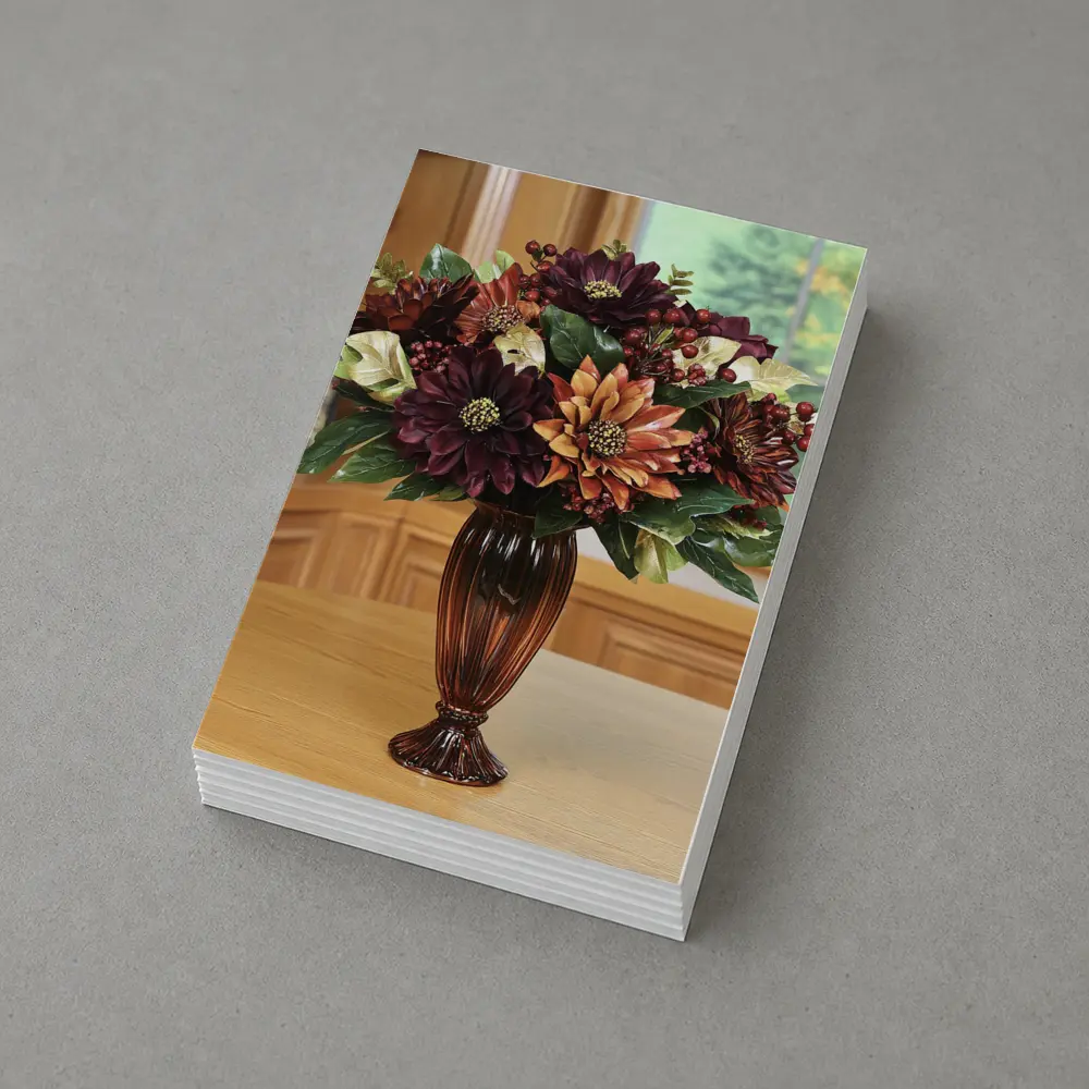 Deep Burgundy Dahlia Floral Arrangement Brown Vase – Postcards