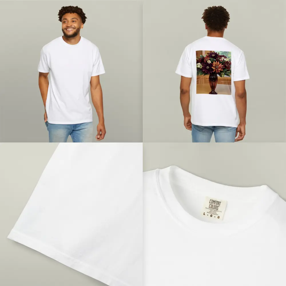Deep Burgundy Dahlia Floral Arrangement Brown Vase – T-Shirts