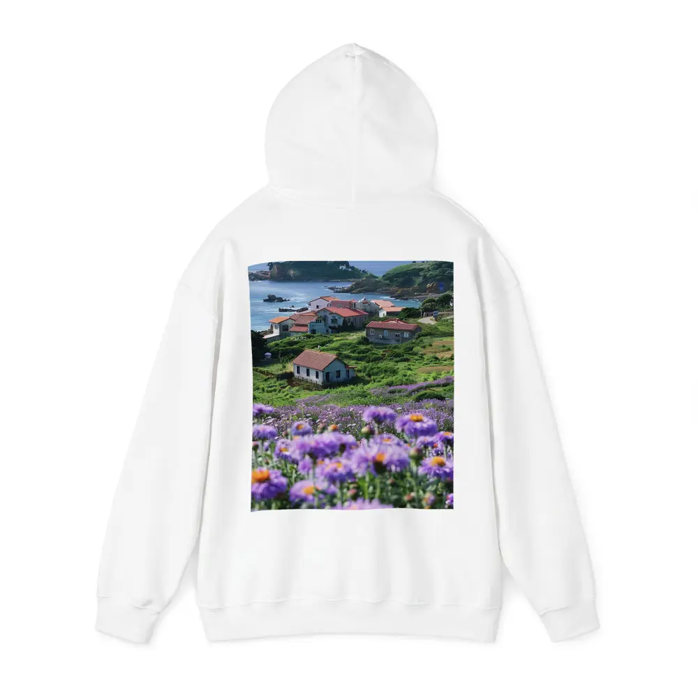 Purple Wildflowers Coastal Village Ocean View – Hoodies