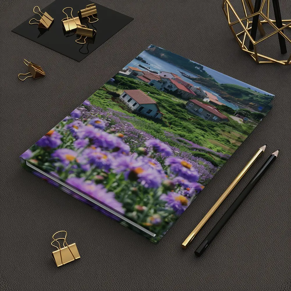 Purple Wildflowers Coastal Village Ocean View – Notebooks