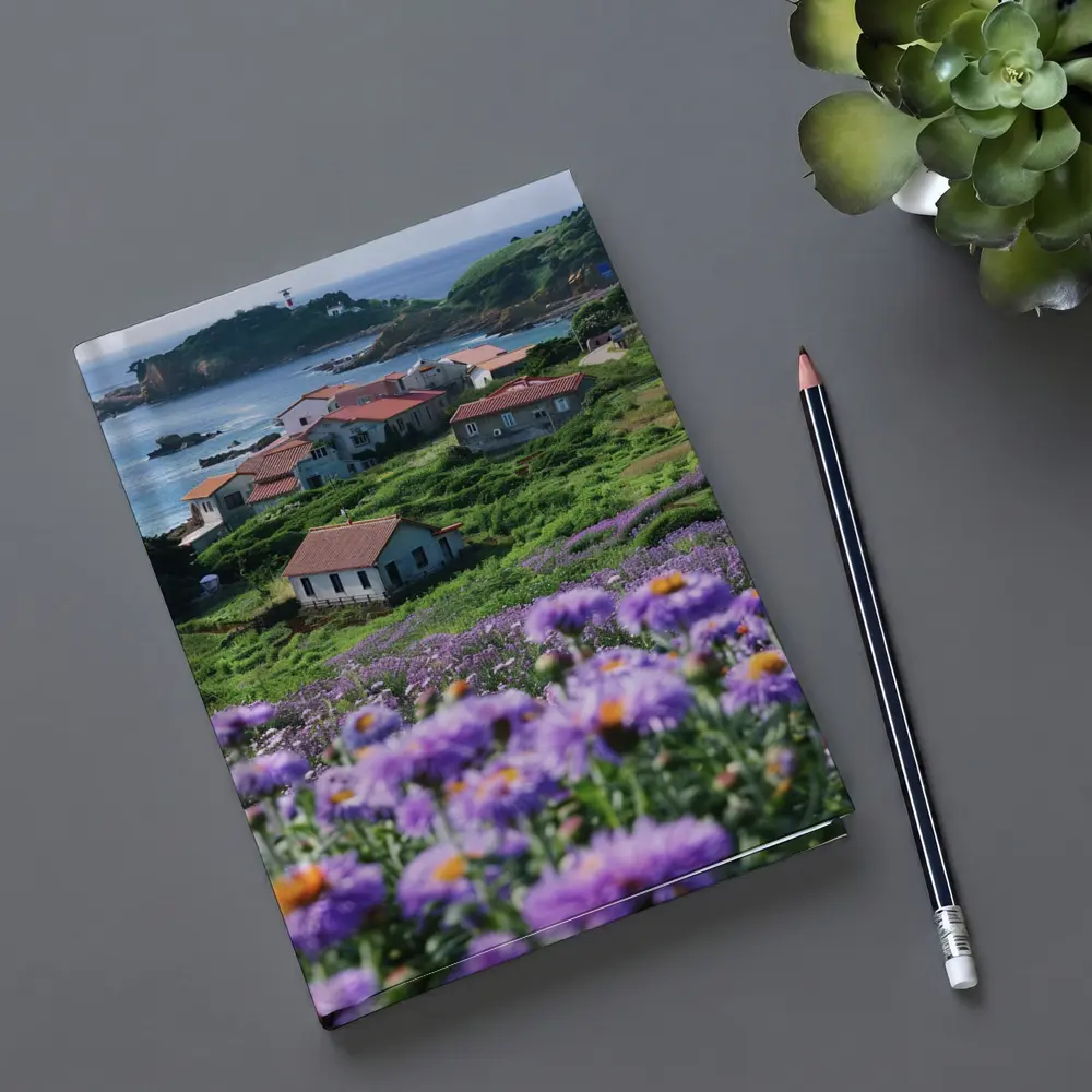 Purple Wildflowers Coastal Village Ocean View – Notebooks