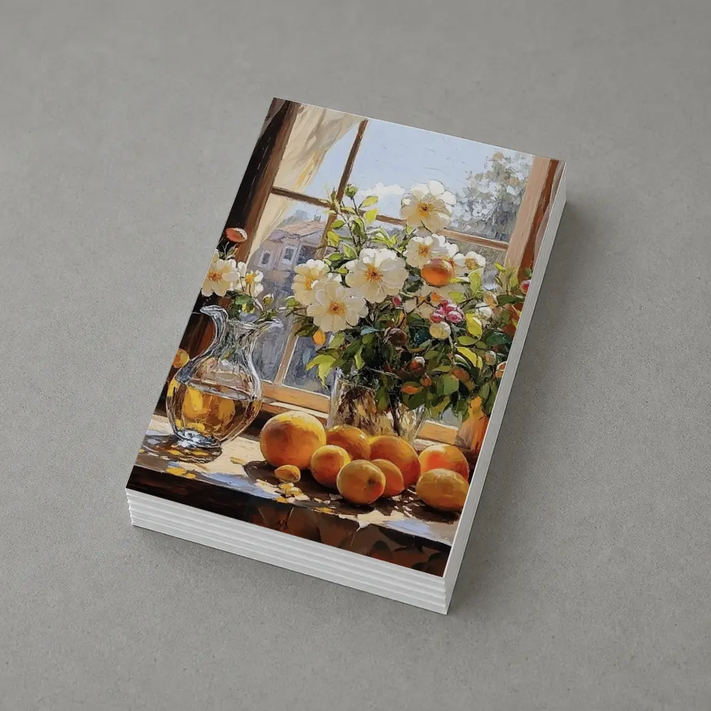 White Flowers Oranges Crystal Vase Window – Postcards