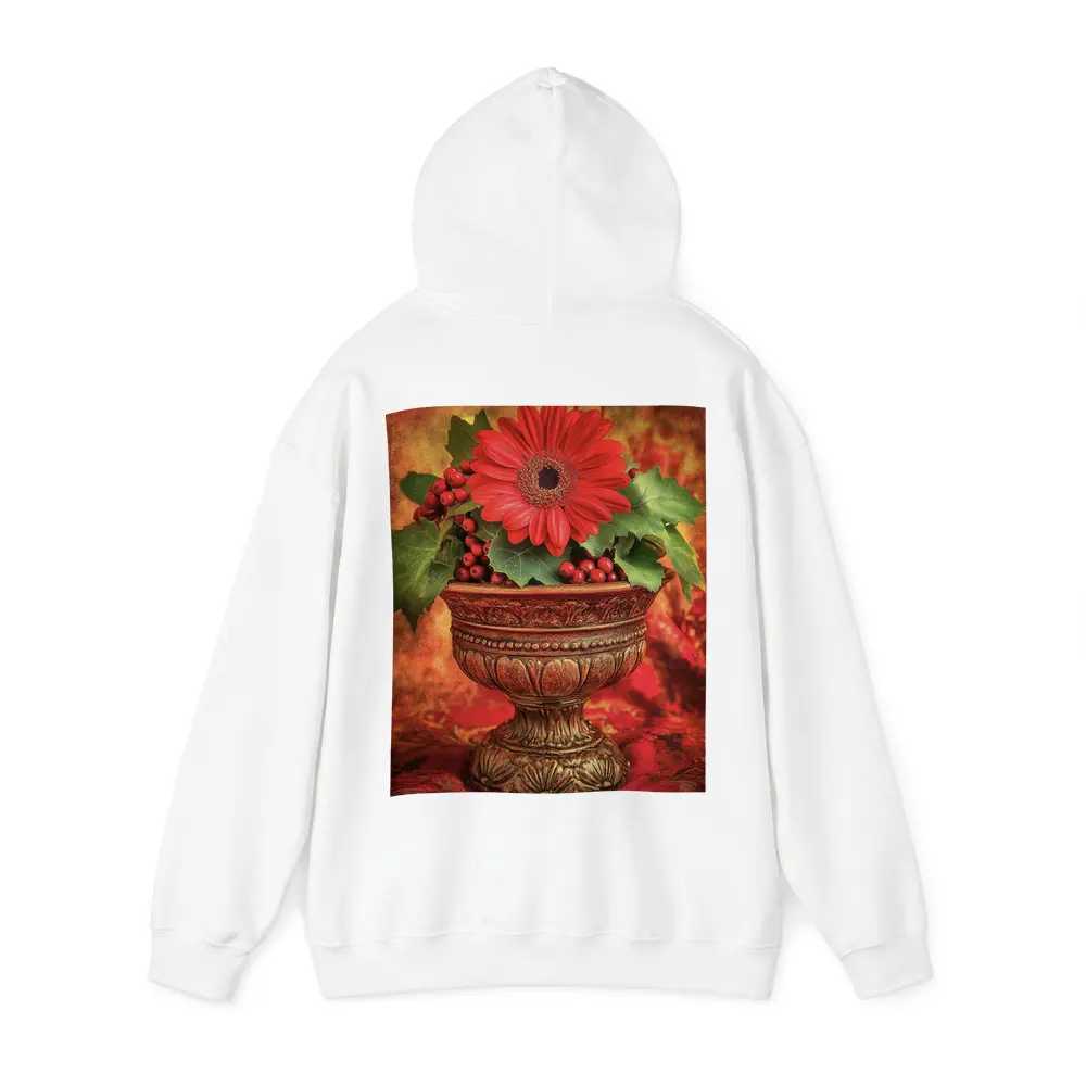 Red Gerbera Daisy Holly Berry Ornate Vase – Hoodies