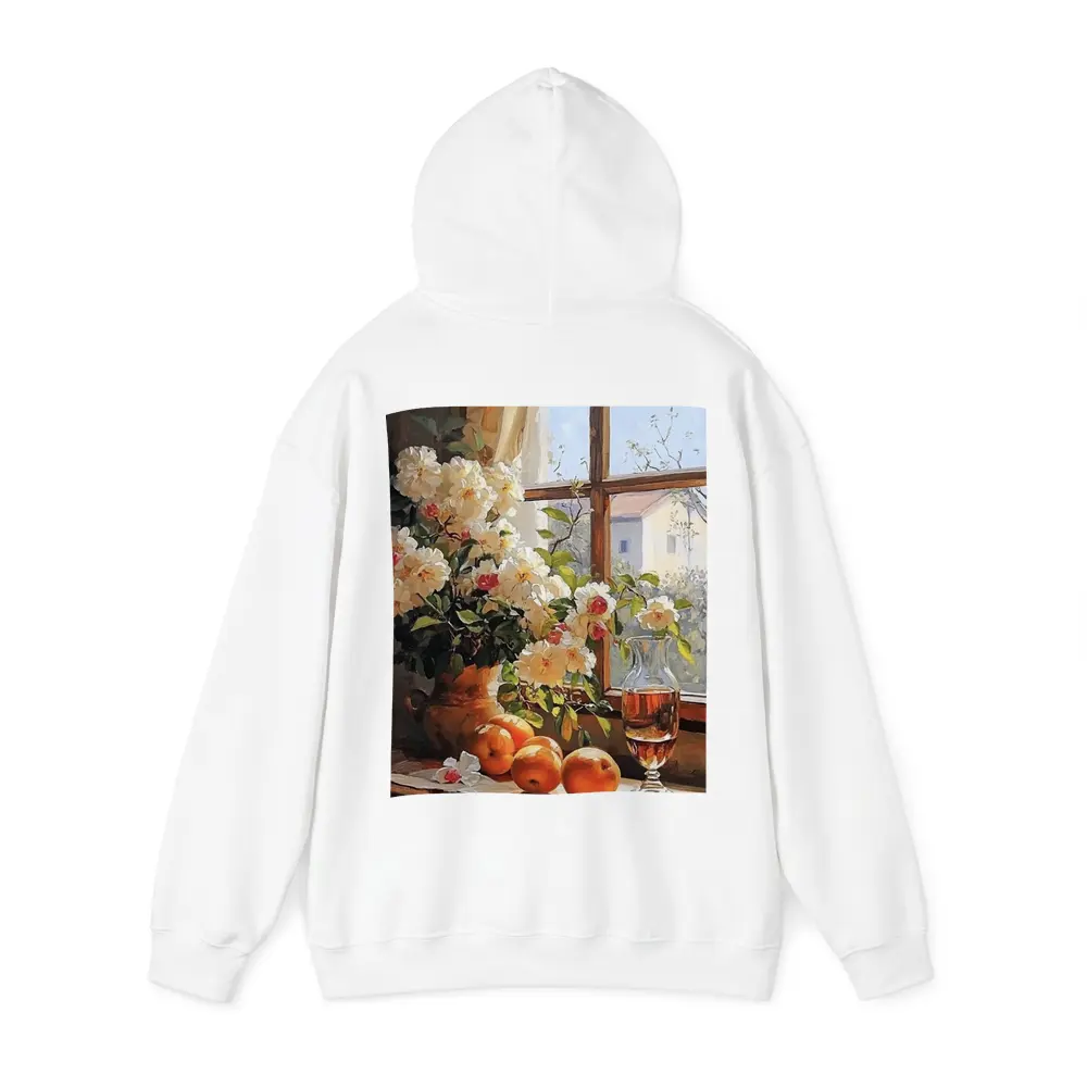 White Roses Oranges Wine Glass Window Still Life – Hoodies
