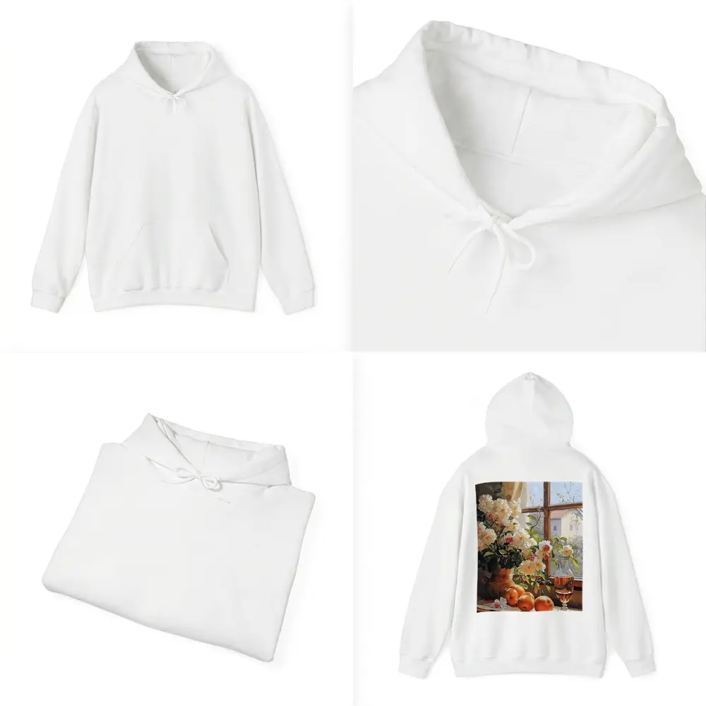 White Roses Oranges Wine Glass Window Still Life – Hoodies