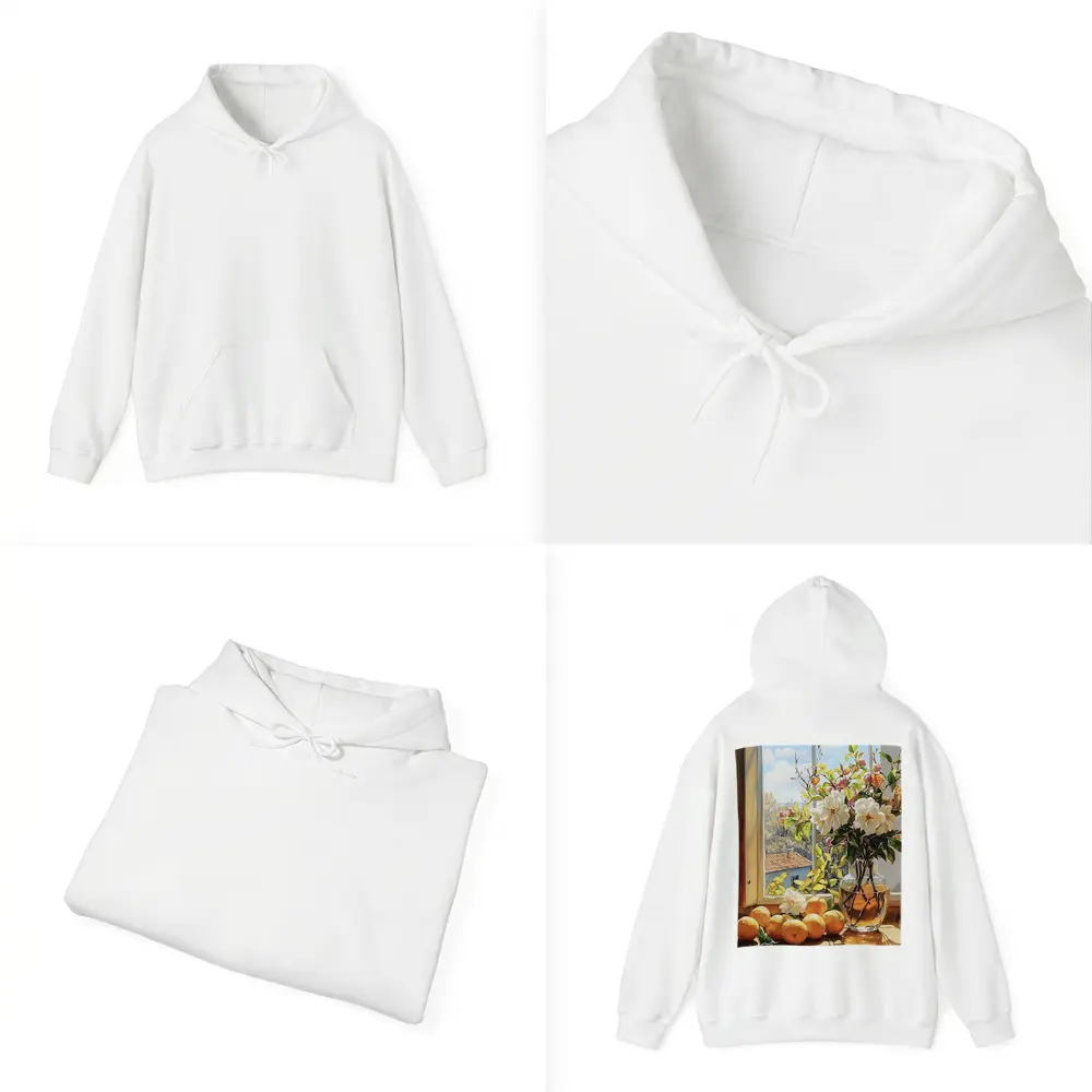 White Flowers Oranges Sunny Window Still Life – Hoodies