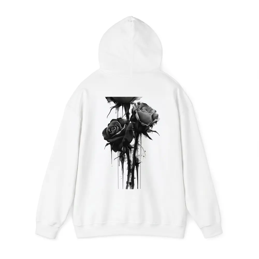 Black Ink Drip Roses Dark Floral Art – Hoodies
