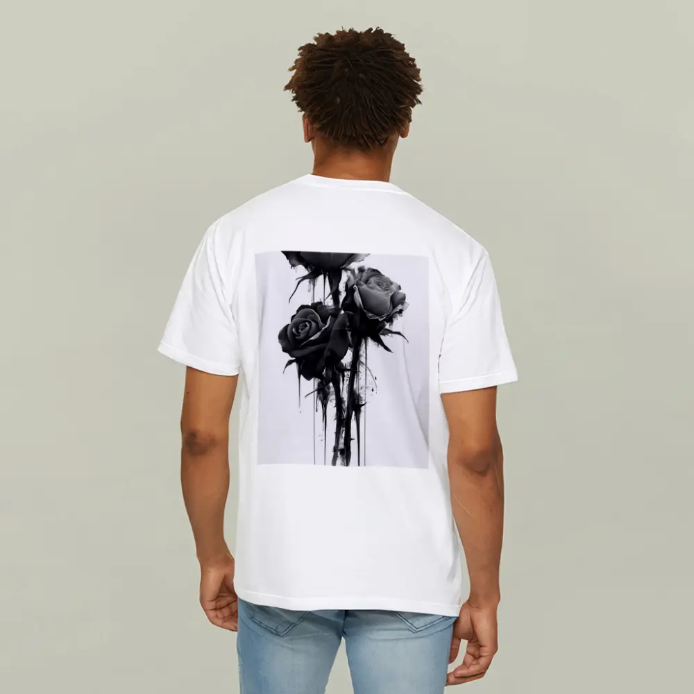 Black Ink Drip Roses Dark Floral Art – T-Shirts