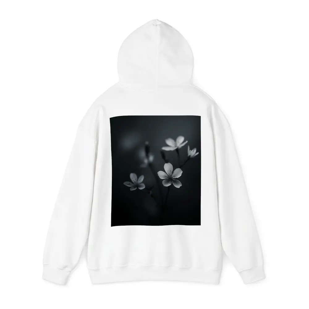 Dark Moody Black White Wildflowers Close Up – Hoodies