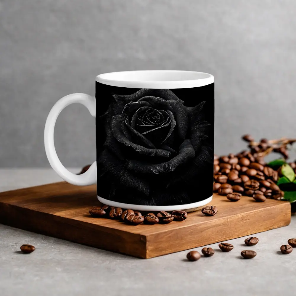 Black Rose Dark Moody Floral Photography – Mugs