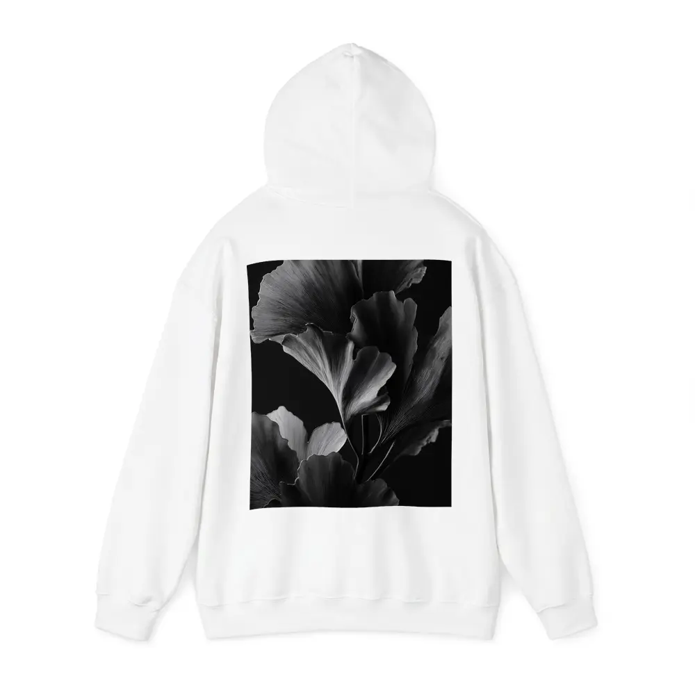 Ginkgo Leaves Black and White Dark Background – Hoodies