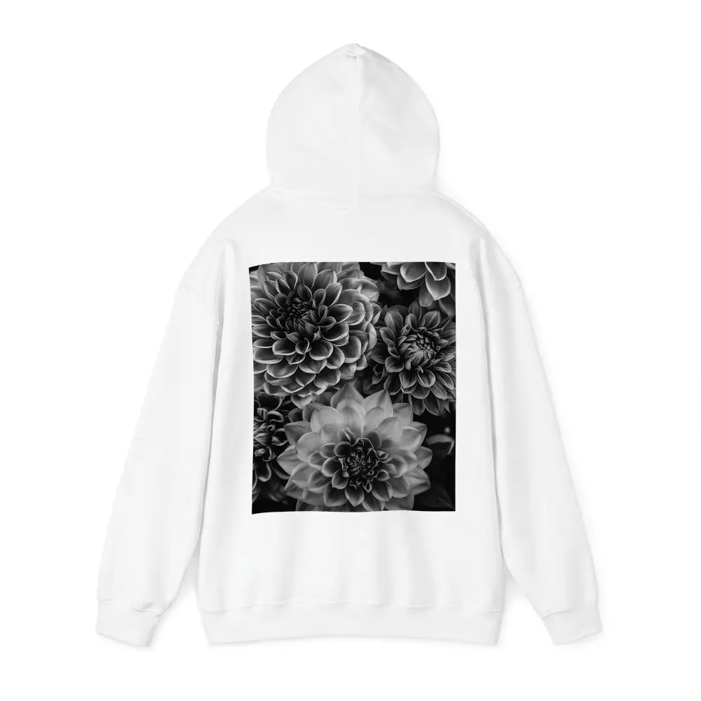 Black and White Dahlia Flowers Dark Background – Hoodies