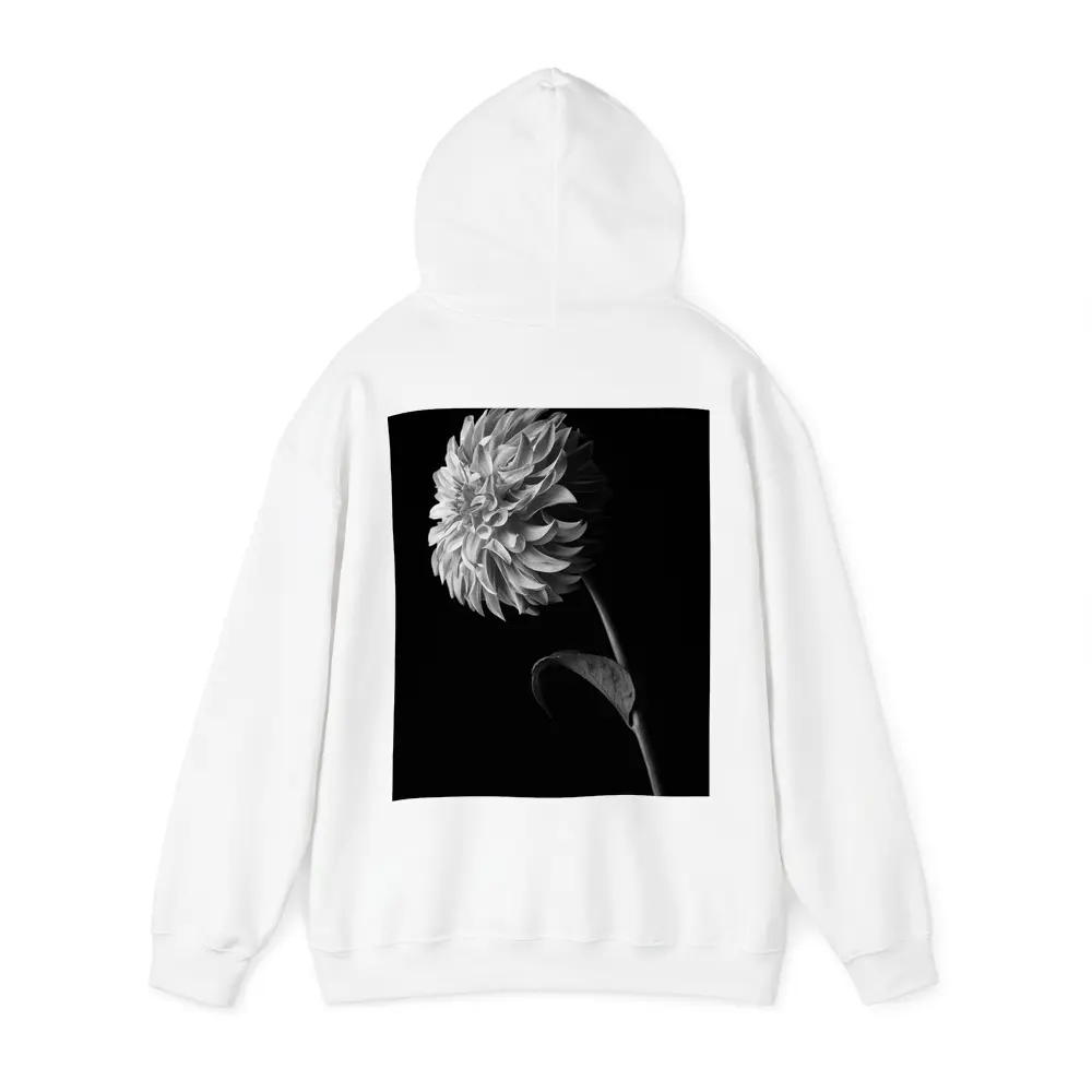 Black And White Dahlia Flower Dark Background – Hoodies