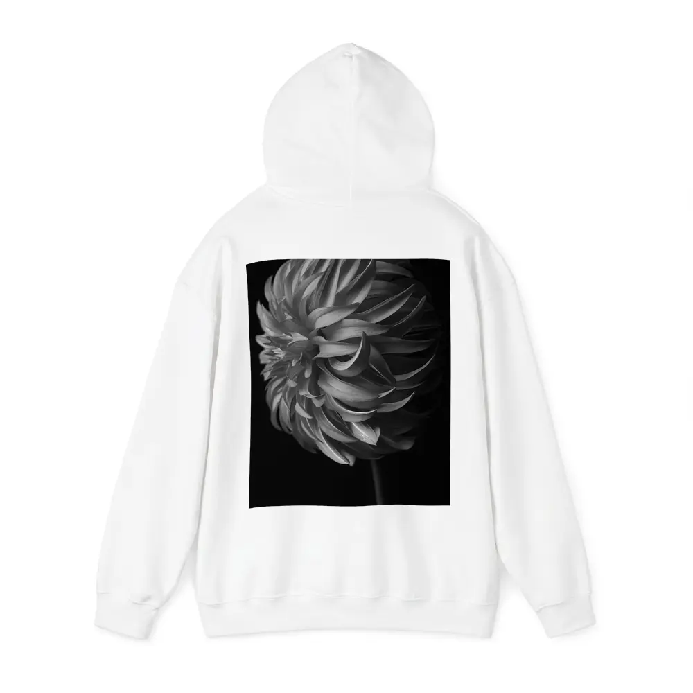 Black and White Dahlia Flower Dark Background – Hoodies