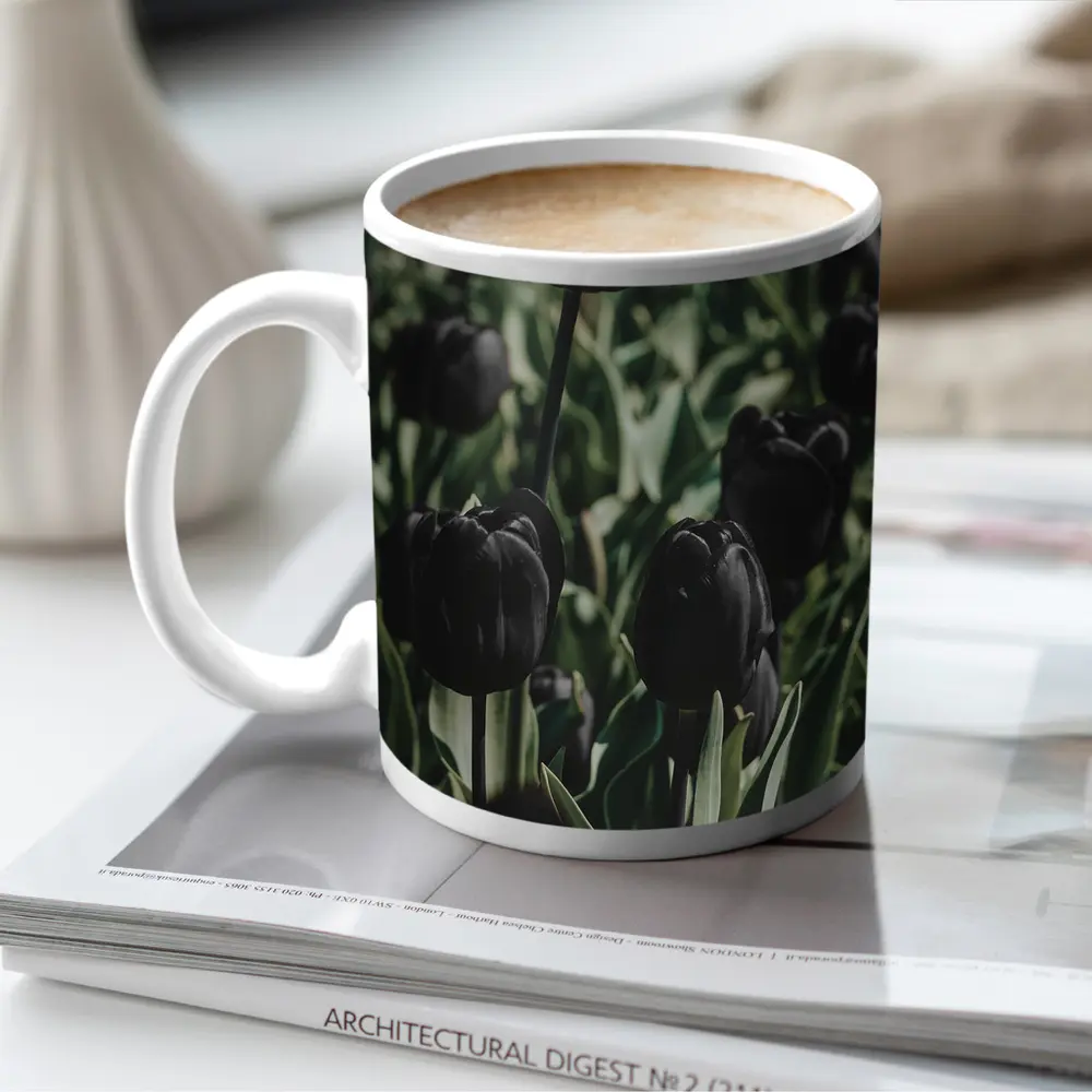 Black Tulips Dark Moody Garden Field – Mugs