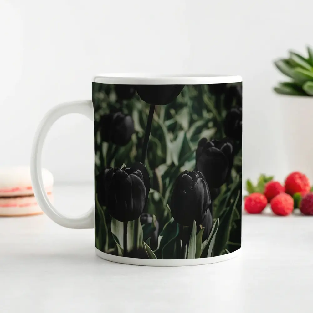 Black Tulips Dark Moody Garden Field – Mugs