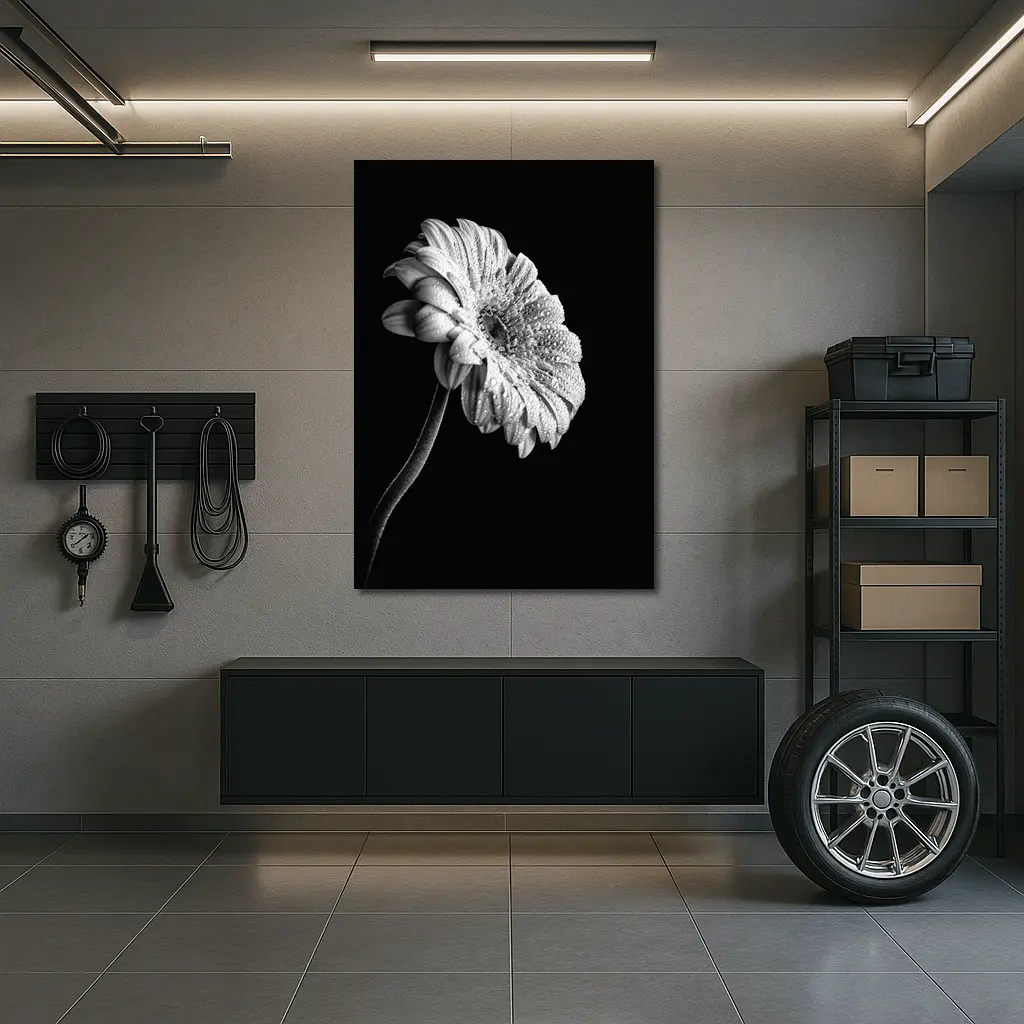 Gerbera Daisy Black White Moody Photography – Wall Art