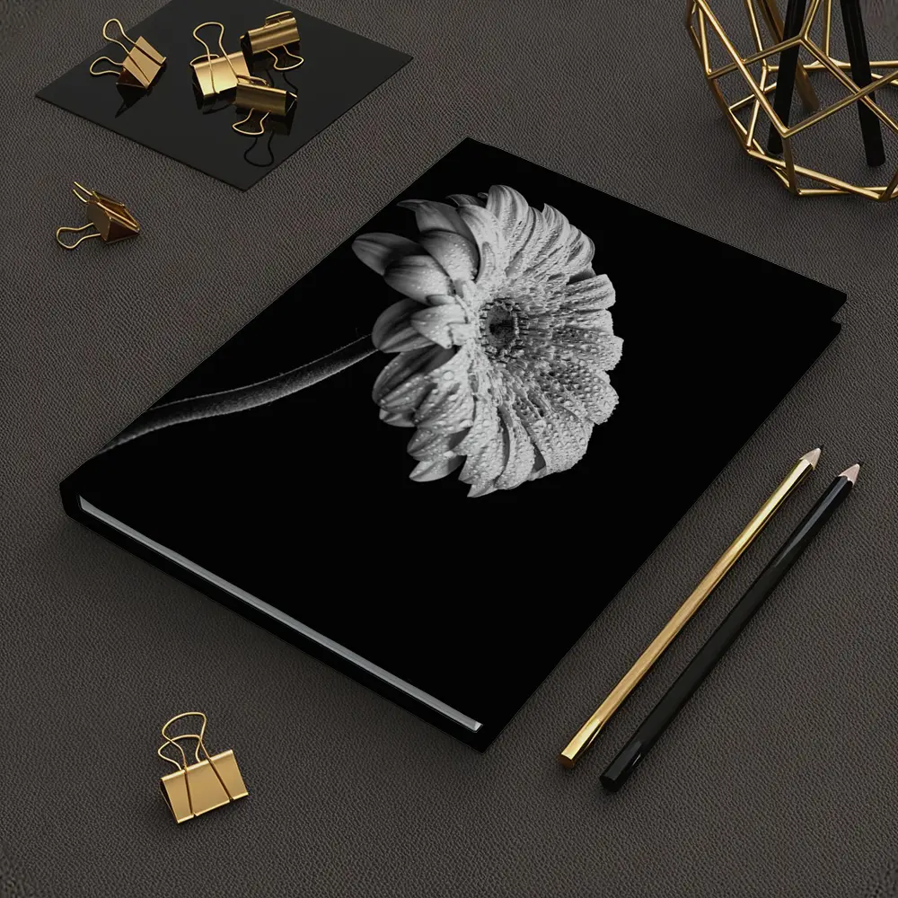 Gerbera Daisy Black White Moody Photography – Notebooks