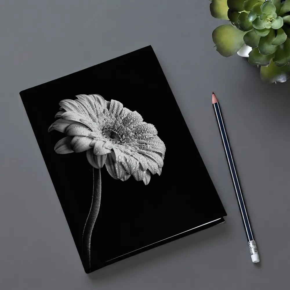 Gerbera Daisy Black White Moody Photography – Notebooks