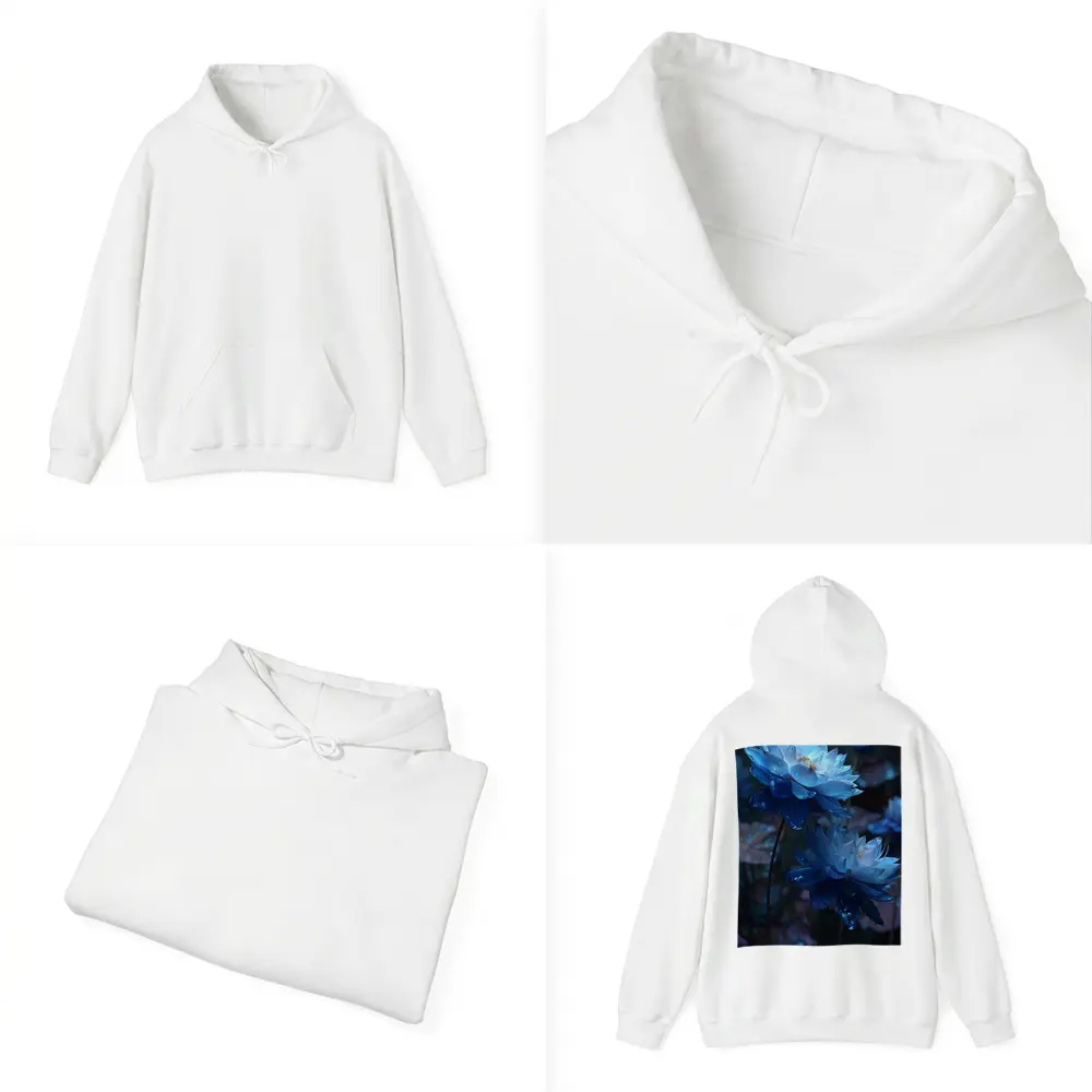 Blue Lotus Flowers Dark Moody Floral – Hoodies
