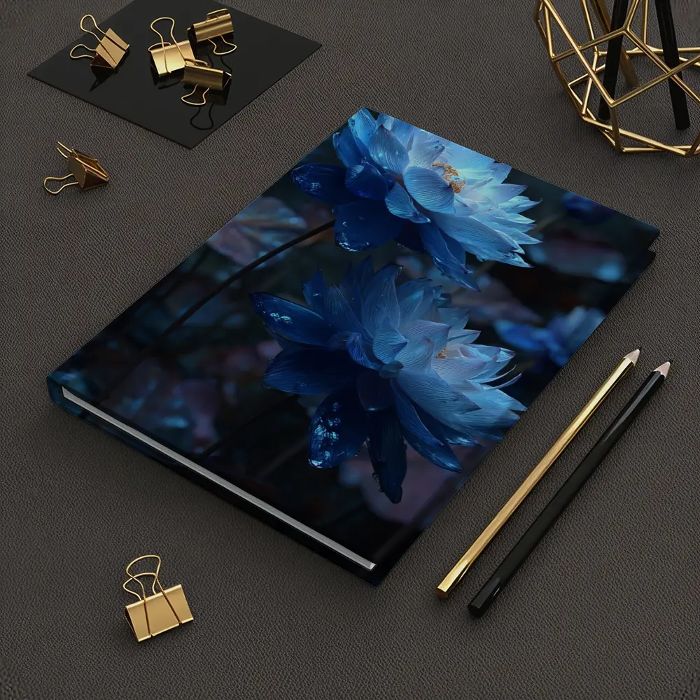 Blue Lotus Flowers Dark Moody Floral – Notebooks